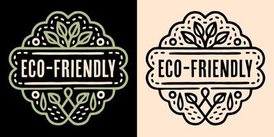 Eco-friendly round badge logo retro vintage organic aesthetic lettering label for recycled and ecological products climate change activist printable accessories cut file vector