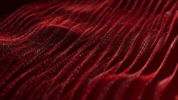 Abstract background with a field of sparkling red waves made of smoothly moving particles , 4k , 60 fps video