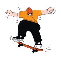 handrawn patineta ilustración vector