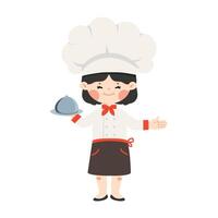 Cute Kid girl In Chef Costume vector