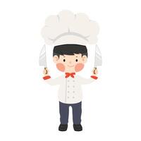 Cute Kid man In Chef Costume vector