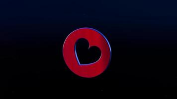 un' rosso cuore è mostrato su un' nero sfondo video