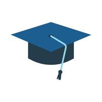 graduación Universidad o Universidad sombrero. sencillo ilustración aislado en blanco antecedentes. símbolo de educación y sabiduría vector