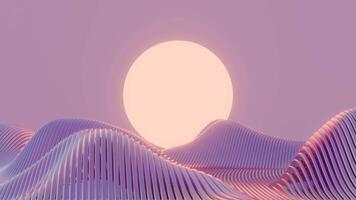 a pink and purple background with waves and an orange sun video