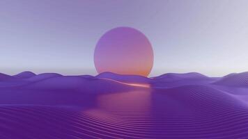 a purple sunset over a desert with waves video