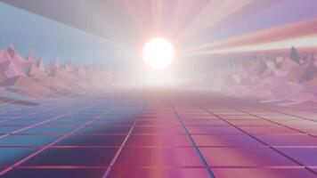 80s retro stil bakgrund med en Sol lysande genom den video