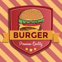 mano dibujo hamburguesa bandera o póster vector