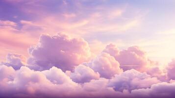 Dramatic cloud background at sunset with vibrant pink and purple shades photo