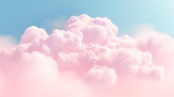 Dreamy cotton candy cloud background in soft pink and blue hues photo