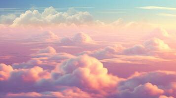 Cloud background with soft pink and orange hues during tranquil sunset photo