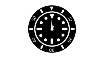 Animation of Clock Icon for time display Black White background video