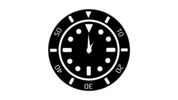 Animation of Clock Icon for time display Black White background video