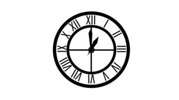 Animation of Clock Icon for time display Black White background video