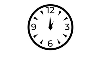 Animation of Clock Icon for time display Black White background video