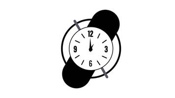 Animation of Clock Icon for time display Black White background video