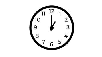 Animation of Clock Icon for time display Black White background video