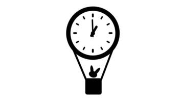 Animation of Clock Icon for time display Black White background video