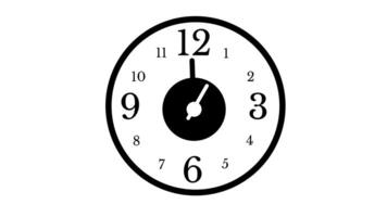 Animation of Clock Icon for time display Black White background video