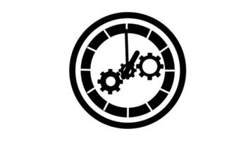 Animation of Clock Icon for time display Black White background video