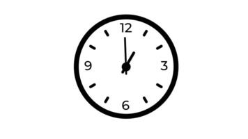 Animation of Clock Icon for time display Black White background video