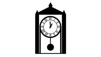 Animation of Clock Icon for time display Black White background video