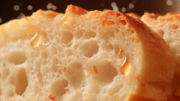 Extreme close-up of tasty bread. Food photography photo