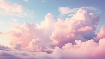 Cloud background with soft pink clouds and serene sky at golden hour photo