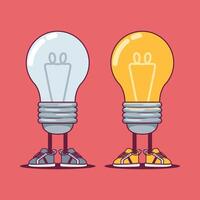 Light Bulb character on and off illustration. vector