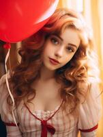 Portrait of beautiful girl in Valentine's Day photo