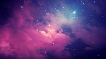 Dreamy night sky background with glowing clouds and shimmering stars photo