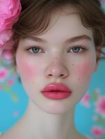 Girl with a floral hairpiece in a colorful spring portrait photo