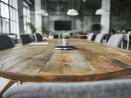 Modern business boardroom ready for a meeting with blurred background photo