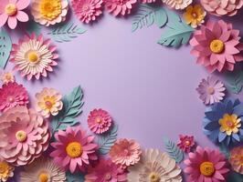 Paper crafted floral background with copy space for creative design use photo