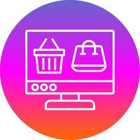 OnLine Gradient Circle Shopping Line Gradient Circle Icon vector
