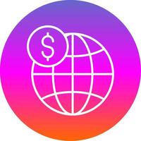 Global Business Line Gradient Circle Icon vector