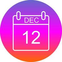 December Line Gradient Circle Icon vector