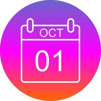 October Line Gradient Circle Icon vector