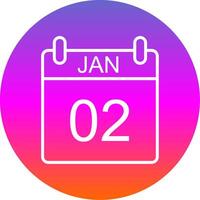 January Line Gradient Circle Icon vector