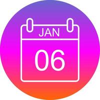 January Line Gradient Circle Icon vector