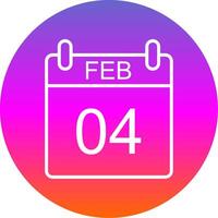 February Line Gradient Circle Icon vector