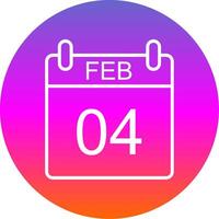 February Line Gradient Circle Icon vector