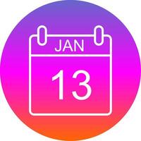 January Line Gradient Circle Icon vector