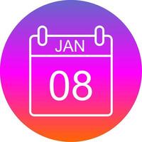 January Line Gradient Circle Icon vector