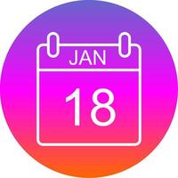 January Line Gradient Circle Icon vector