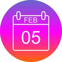 February Line Gradient Circle Icon vector