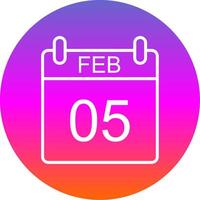 February Line Gradient Circle Icon vector