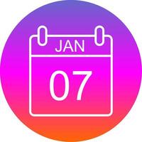 January Line Gradient Circle Icon vector