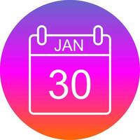 January Line Gradient Circle Icon vector