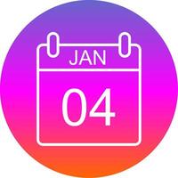 January Line Gradient Circle Icon vector