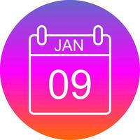 January Line Gradient Circle Icon vector